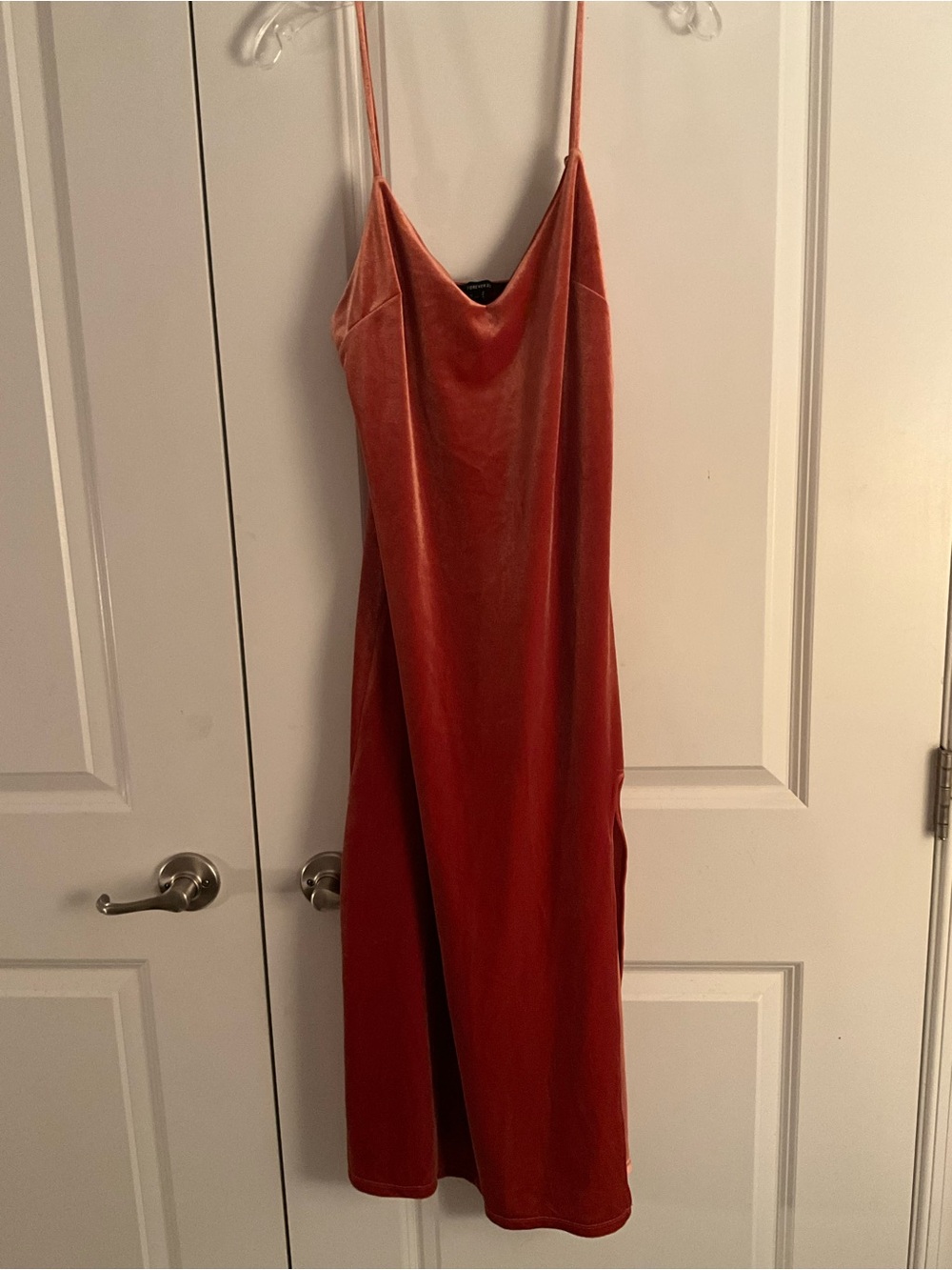 Forever 21 Rust Orange Velvet Slip Maxi Dress size medium